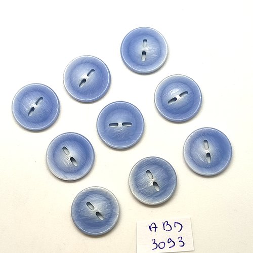 9 boutons en résine bleu clair - 18mm - abd3093