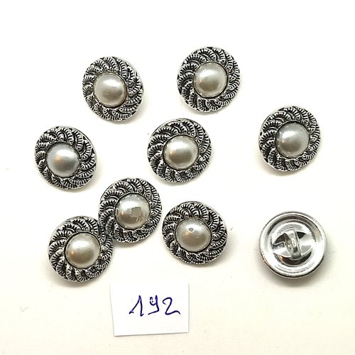 9 boutons en résine argenté - 15mm - 192