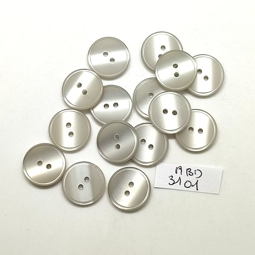 15 boutons en résine gris / bleu - 15mm - abd3101