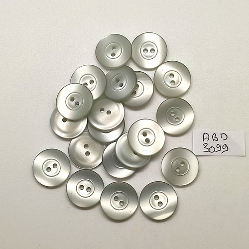 20 boutons en résine gris / bleu - 15mm - abd3099