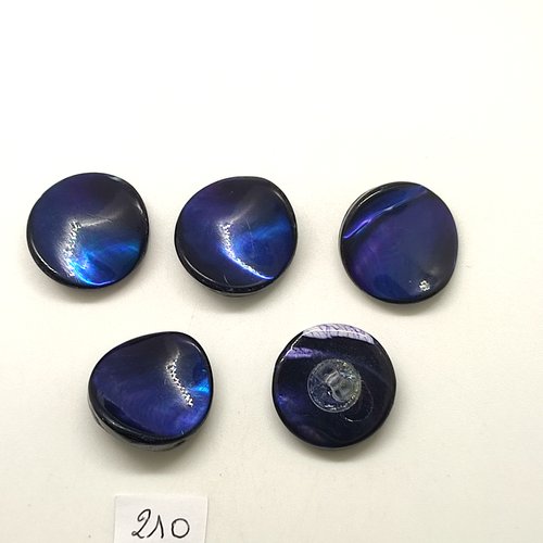 5 boutons en nacre bleu - vintage - 22mm - 210