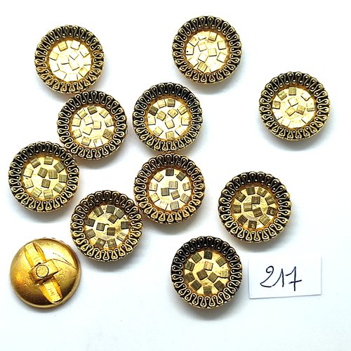 11 boutons en résine doré - 18mm - 217