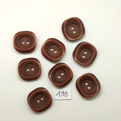 8 boutons en résine marron - 21x21mm - 199