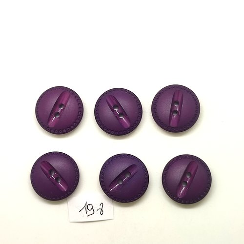 6 boutons en résine violet - 22mm - 198
