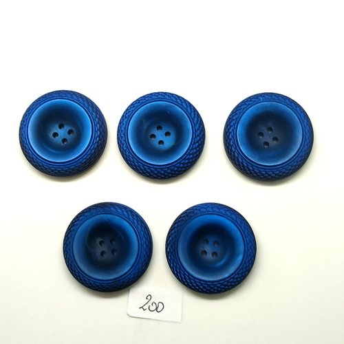 5 boutons en résine bleu canard - 31mm - 200