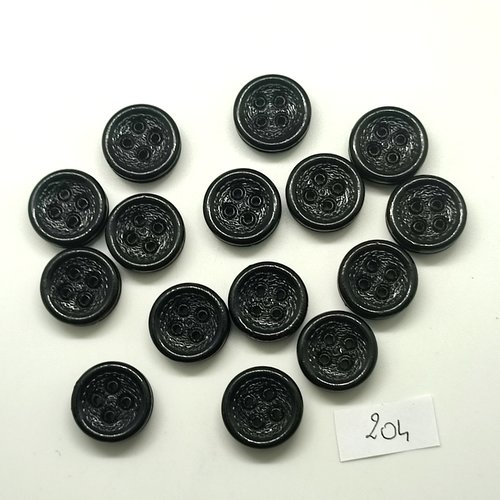 15 boutons en résine noir - 18mm - 204