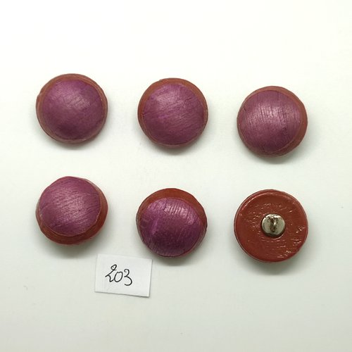 6 boutons en résine marron et lilas foncé - 22mm - 203