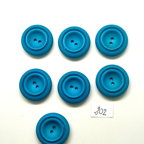 7 boutons en résine bleu - 26mm - 202