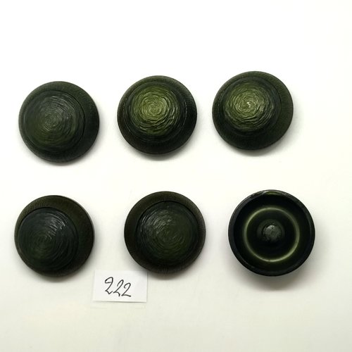 6 boutons en résine vert - 26mm - 222