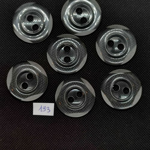 7 boutons en résine blanc et transparent - 34mm - 193