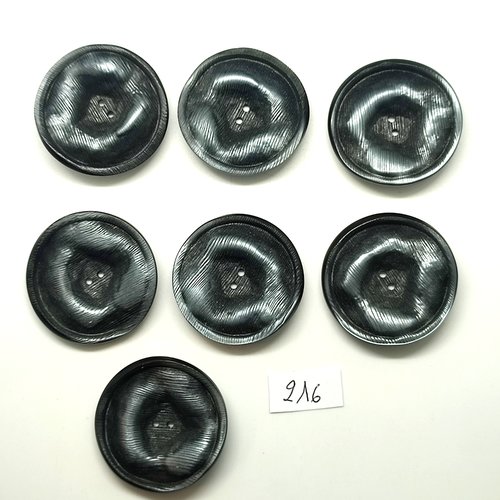 7 boutons en résine gris - 35mm - 216