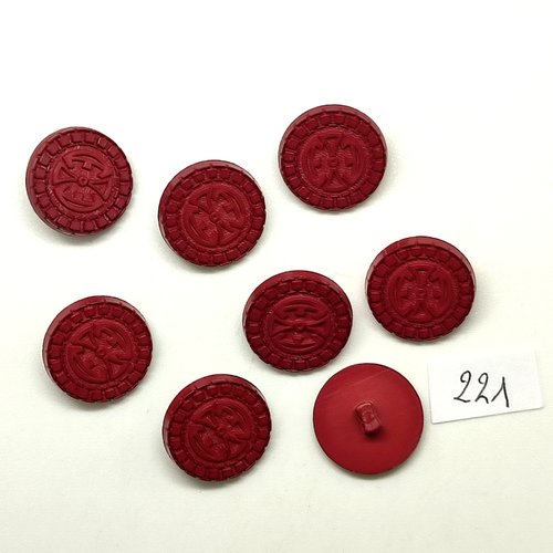 8 boutons en résine marron - 18mm - 221