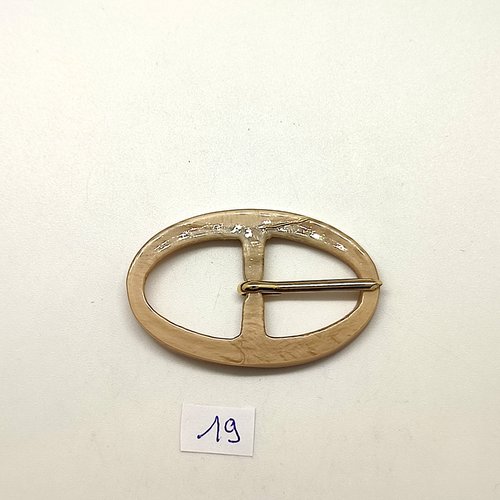 1 boucle de ceinture en résine beige - 33x52mm