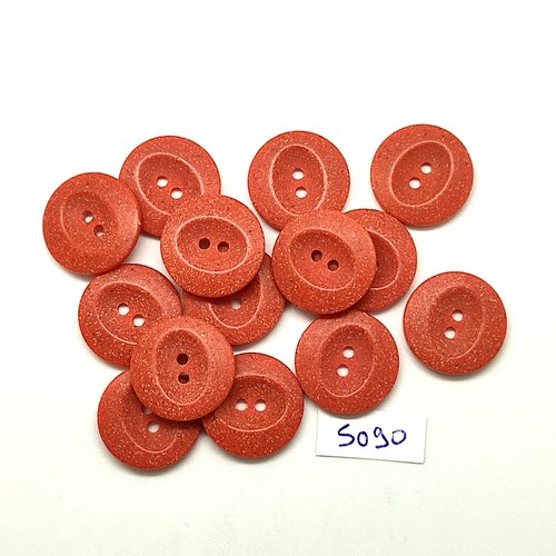 14 boutons en résine orange foncé - 18mm - tr5090