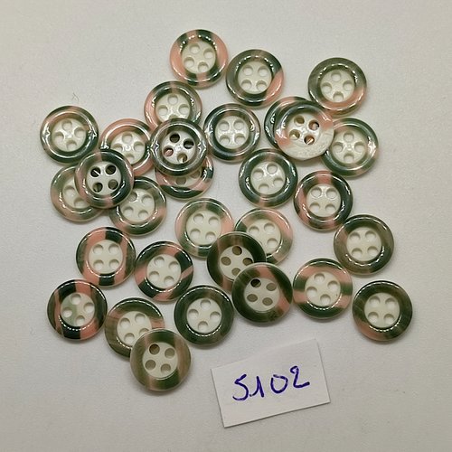 30 boutons en résine multicolore - 11mm - tr5102