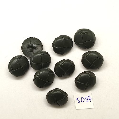 10 boutons en cuir vert foncé - 15mm - tr5097