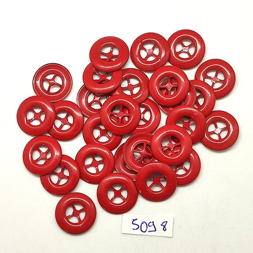 27 boutons en métal rouge foncé - 14mm - tr5098