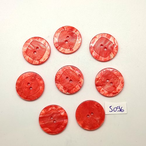 8 boutons en résine rouge - 22mm - tr5096