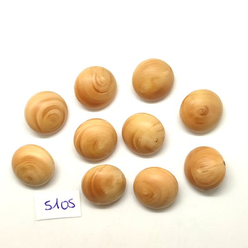 10 boutons en bois marron clair - 18mm - tr5105