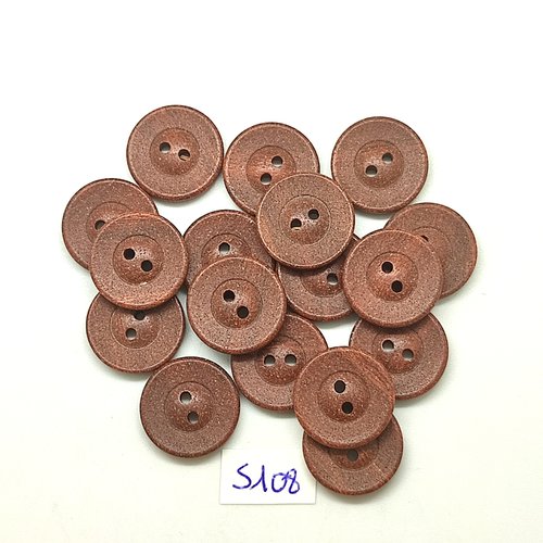 17 boutons en résine marron - 17mm - tr5108