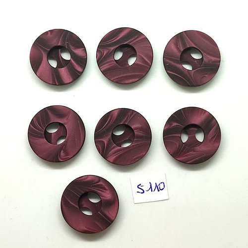 7 boutons en résine violet / marron - 22mm - tr5110