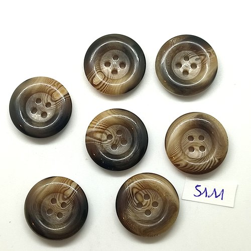 7 boutons en résine marron et beige - 23mm - tr5111