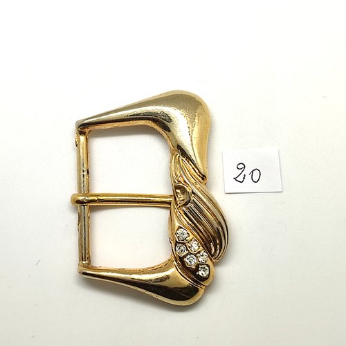 1 boucle de ceinture en métal doré et strass - 45x63mm