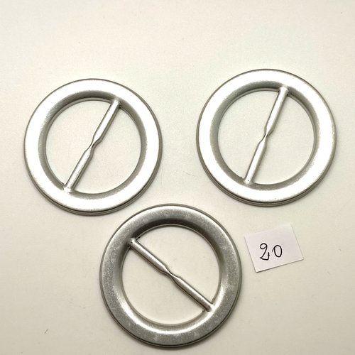 3 boucles de ceinture en aluminium gris - 48mm