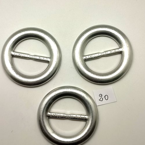 3 boucles de ceinture en aluminium gris - expedit 5030 paris - 50mm