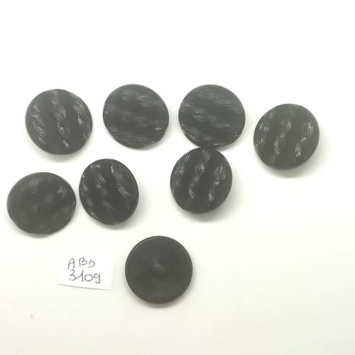 8 boutons en résine noir - 23mm - abd3109