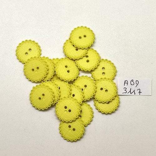 19 boutons en résine jaune / vert - 15mm - abd3117