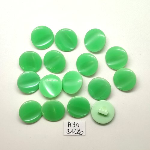 16 boutons en résine vert clair - 18mm - abd3120