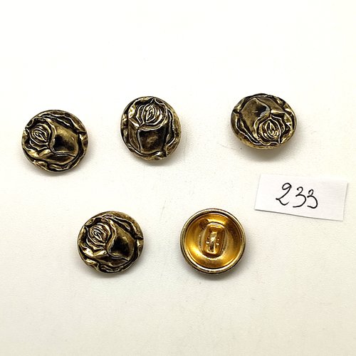 5 boutons en résine doré - 15mm - 233
