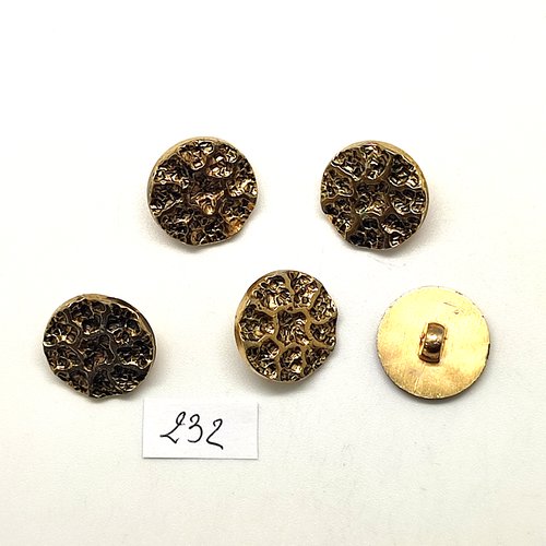 5 boutons en résine doré - 18mm - 232