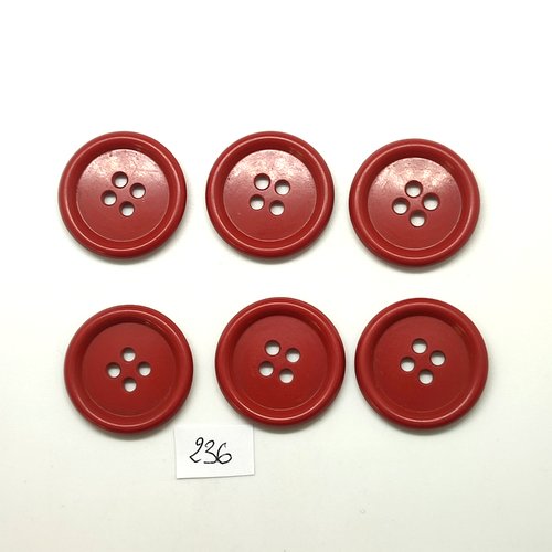 6 boutons en résine marron - 28mm - 236
