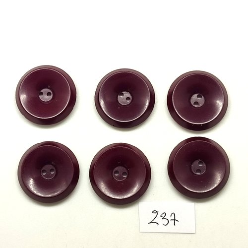 6 boutons en résine bordeaux - 22mm - 237