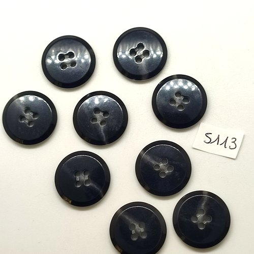 9 boutons en résine gris et noir - 22mm - tr5113
