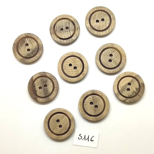 9 boutons en résine marron clair - 22mm - tr5116
