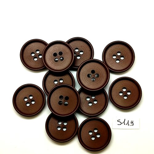 11 boutons en résine marron - 21mm - tr5119