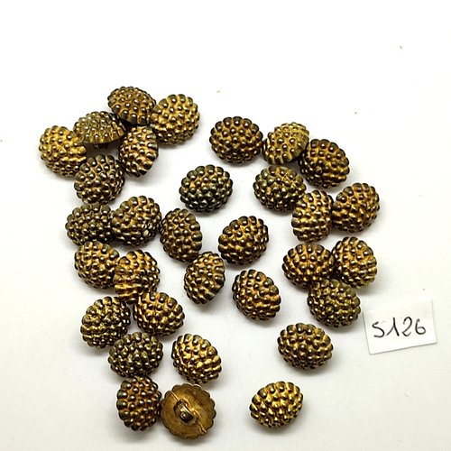 32 boutons en résine doré - 12mm - tr5126
