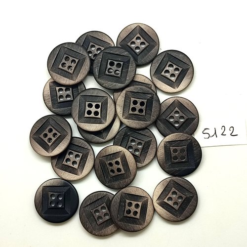 20 boutons en résine marron foncé - 18mm - tr5120