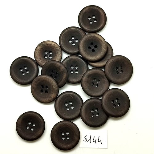 16 boutons en résine marron - 17mm - tr5144