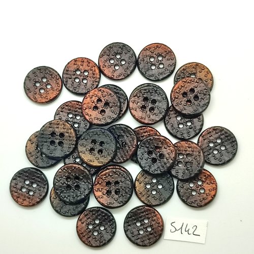 30 boutons en résine marron - 18mm - tr5142