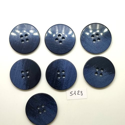 7 boutons en résine bleu foncé et noir - 31mm - tr5123