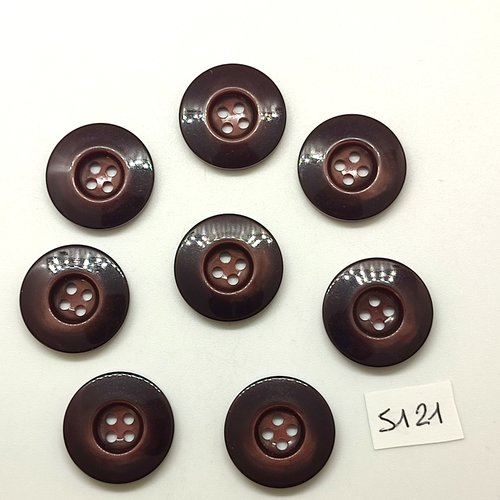 8 boutons en résine marron foncé - 21mm - tr5121
