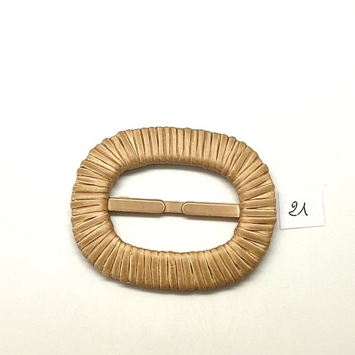 1 boucle de ceinture coulissante en résine beige (imitation paille) - 50x53mm