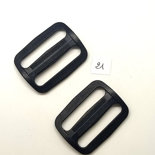 2 boucles de ceinture coulissante en résine noir - 35x46mm