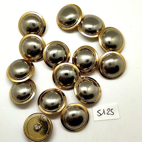 15 boutons en résine argenté et doré - 18mm - tr5125