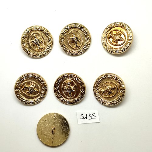 7 boutons en métal doré - 25mm - tr5135