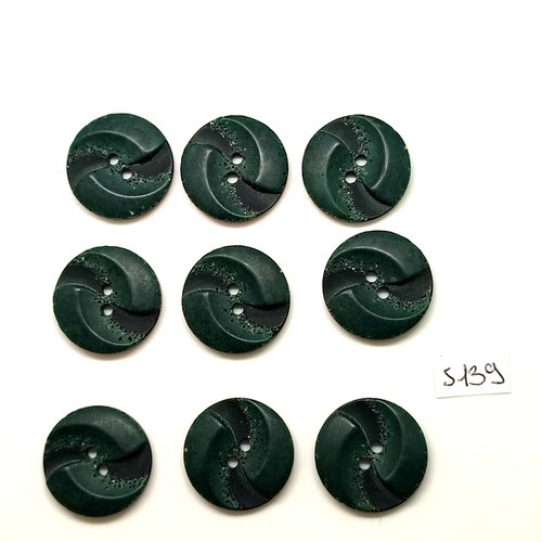 9 boutons en résine vert foncé - 22mm - tr5139